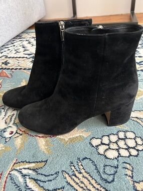 Gianvito Rossi Black Suede Block-Heel Ankle Boots